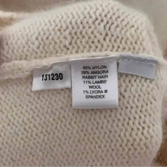 Ann Taylor Ivory Angora Wool-Blend Button Front Cardigan With Collar Size Medium - Picture 7 of 8